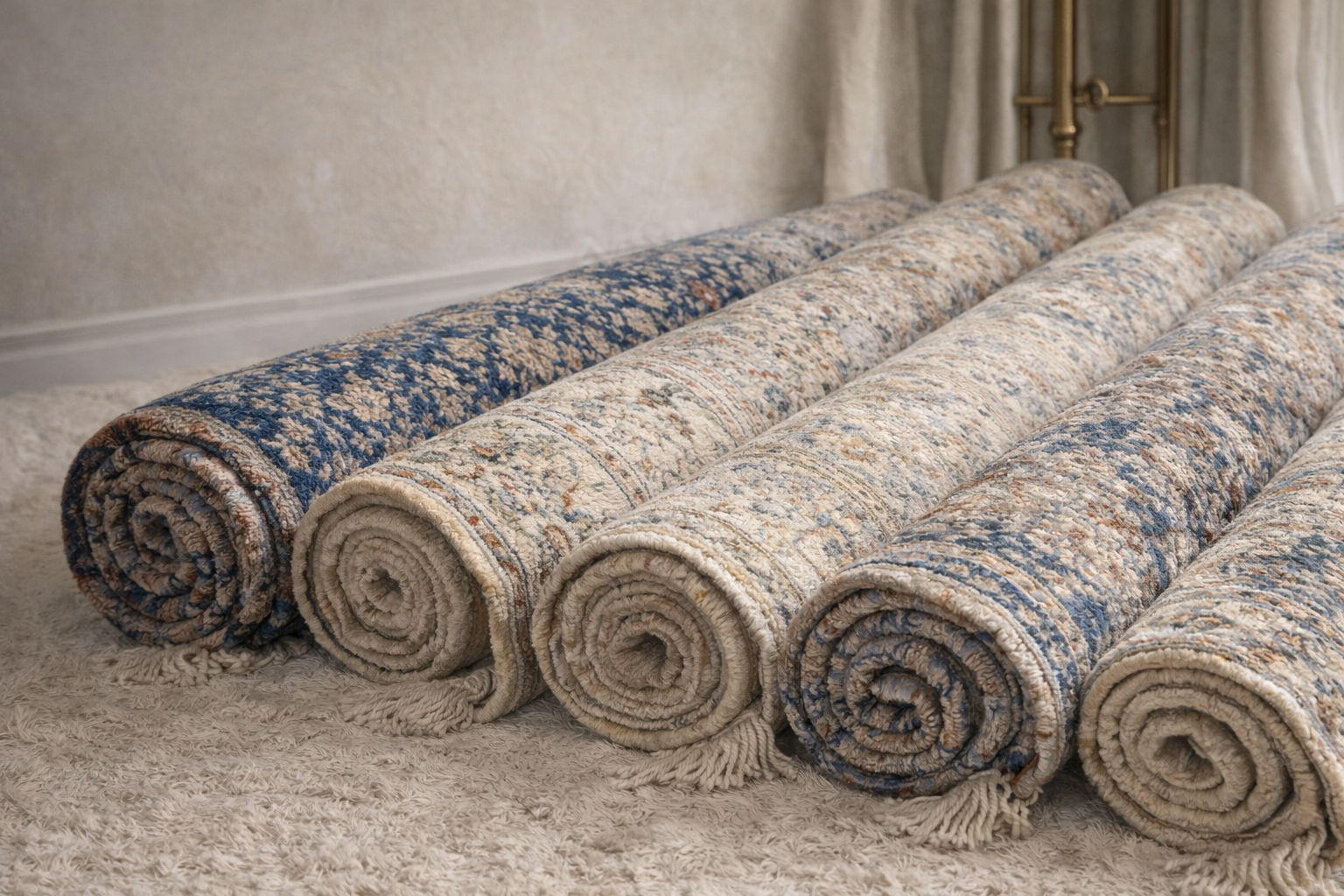 Antique Persian rugs in a luxury setting